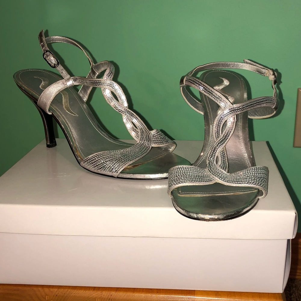 Sparkly silver heels